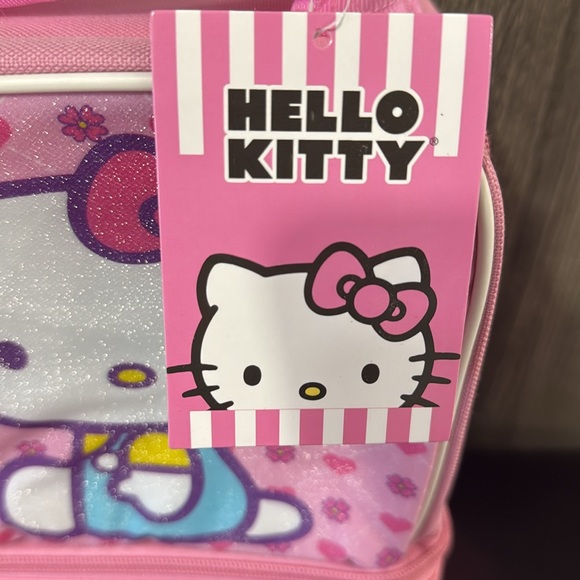 New Hello Kitty Lunch Sack Bag Or Cloth Box Pastel Pink Hearts & Floral With Tag - Picture 2 of 9